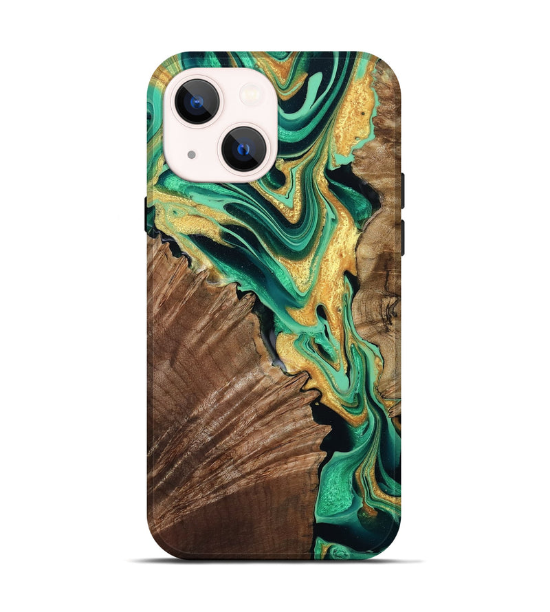 iPhone 14 Wood Live Edge Phone Case - Dayana (Green, 799709)
