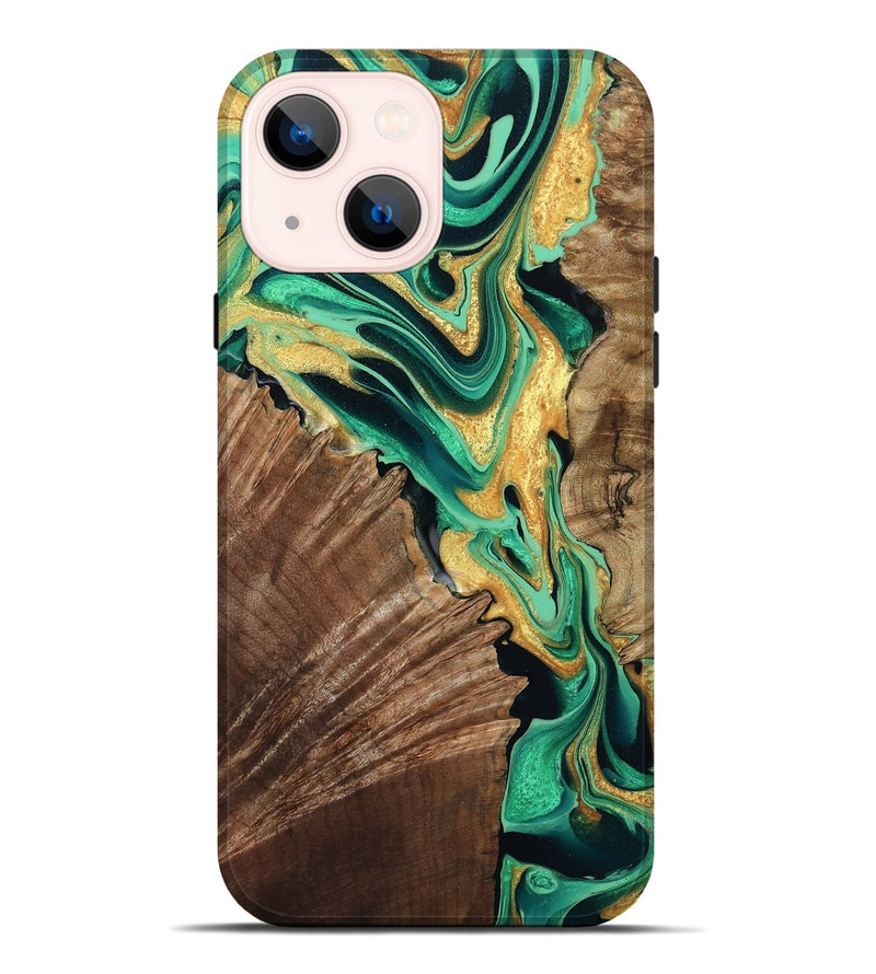 iPhone 14 Plus Wood Live Edge Phone Case - Dayana (Green, 799709)