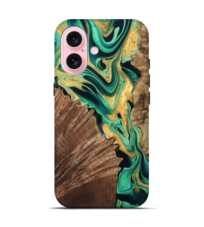 iPhone 17 Wood Live Edge Phone Case - Dayana (Green, 799709)