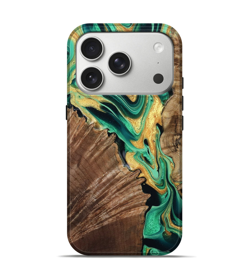 iPhone 17 Pro Wood Live Edge Phone Case - Dayana (Green, 799709)