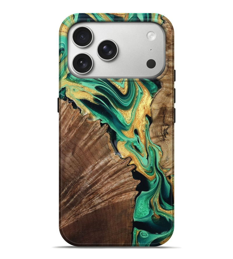 iPhone 17 Pro Max Wood Live Edge Phone Case - Dayana (Green, 799709)