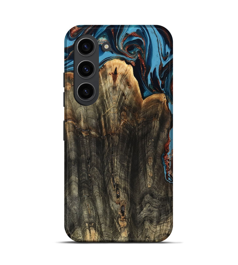 Galaxy S23 Wood Live Edge Phone Case - Jasmin (Teal & Gold, 799710)