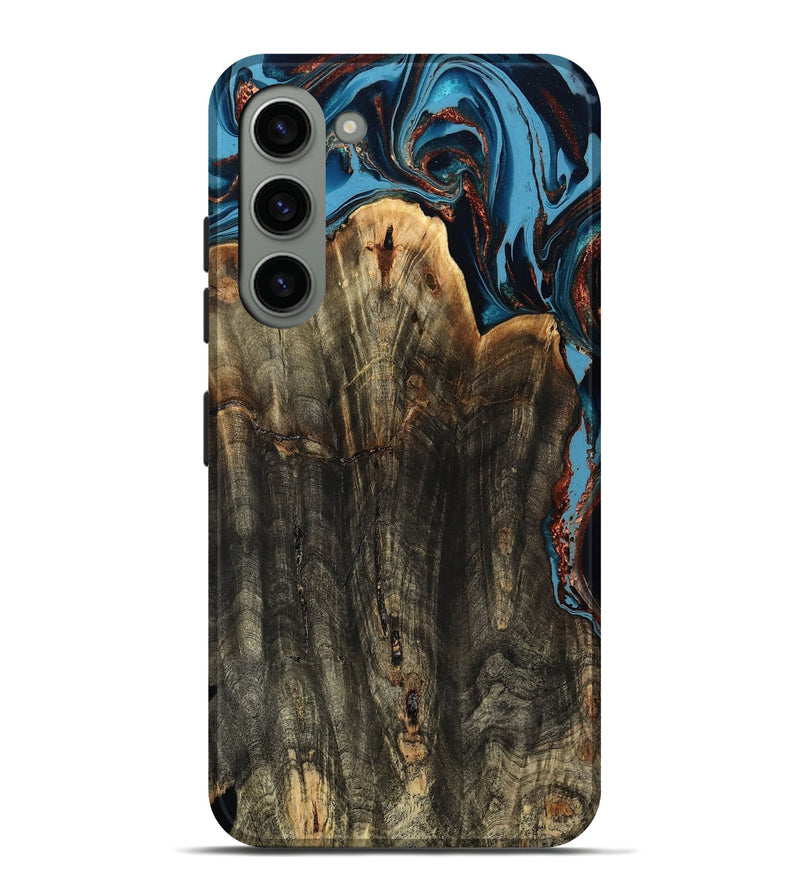 Galaxy S23 Plus Wood Live Edge Phone Case - Jasmin (Teal & Gold, 799710)