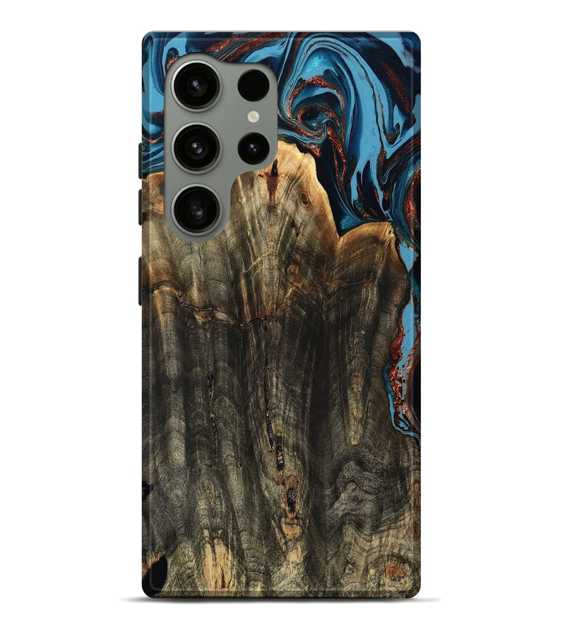 Galaxy S24 Ultra Wood Live Edge Phone Case - Jasmin (Teal & Gold, 799710)