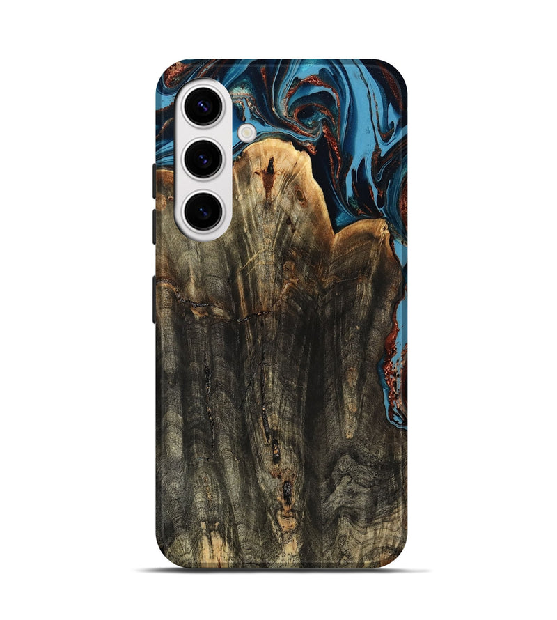 Galaxy S25 Wood Live Edge Phone Case - Jasmin (Teal & Gold, 799710)