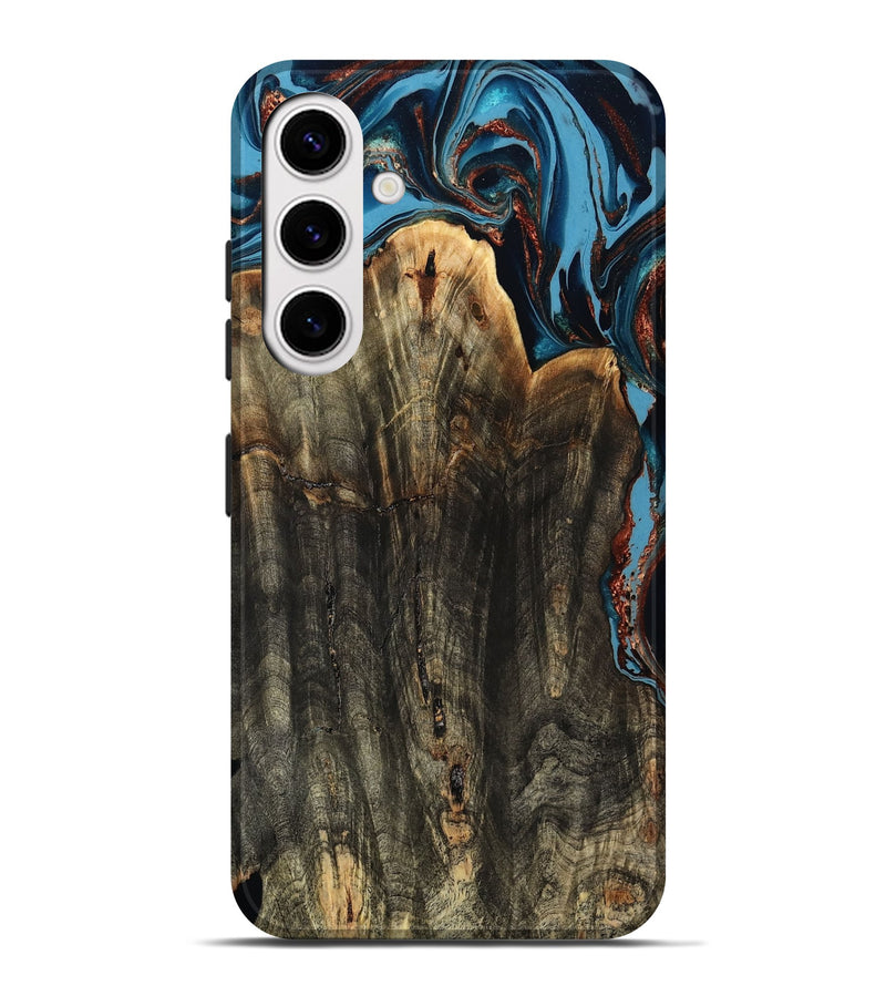 Galaxy S25 Plus Wood Live Edge Phone Case - Jasmin (Teal & Gold, 799710)