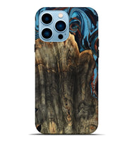iPhone 14 Pro Max Wood Live Edge Phone Case - Jasmin (Teal & Gold, 799710)