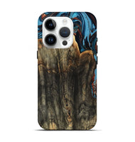 iPhone 15 Pro Wood Live Edge Phone Case - Jasmin (Teal & Gold, 799710)