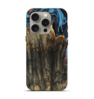 iPhone 16 Pro Wood Live Edge Phone Case - Jasmin (Teal & Gold, 799710)