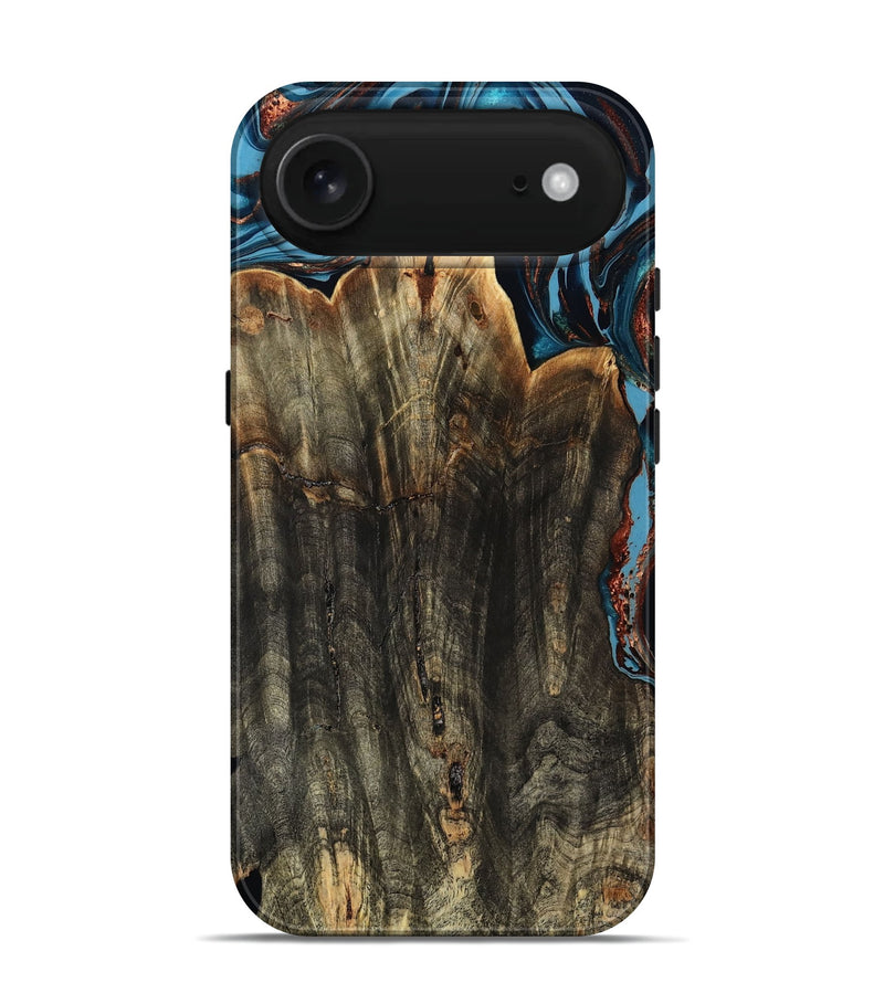 iPhone 17 Air Wood Live Edge Phone Case - Jasmin (Teal & Gold, 799710)