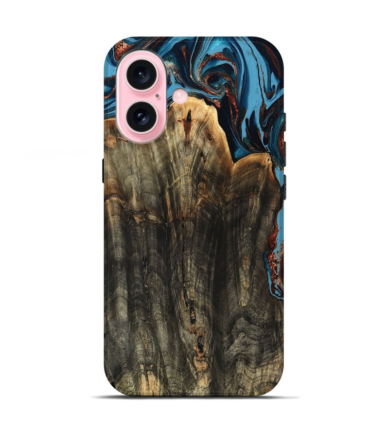 iPhone 17 Wood Live Edge Phone Case - Jasmin (Teal & Gold, 799710)