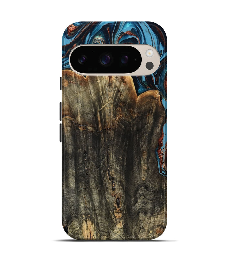 Pixel 10 Pro Wood Live Edge Phone Case - Jasmin (Teal & Gold, 799710)