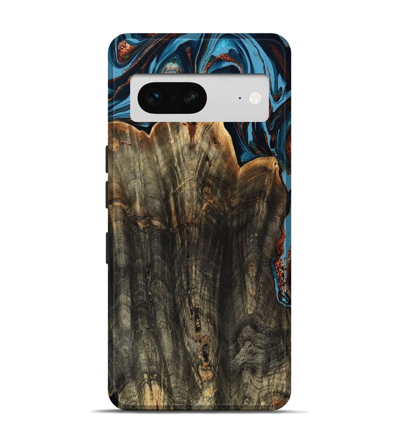 Pixel 7 Wood Live Edge Phone Case - Jasmin (Teal & Gold, 799710)