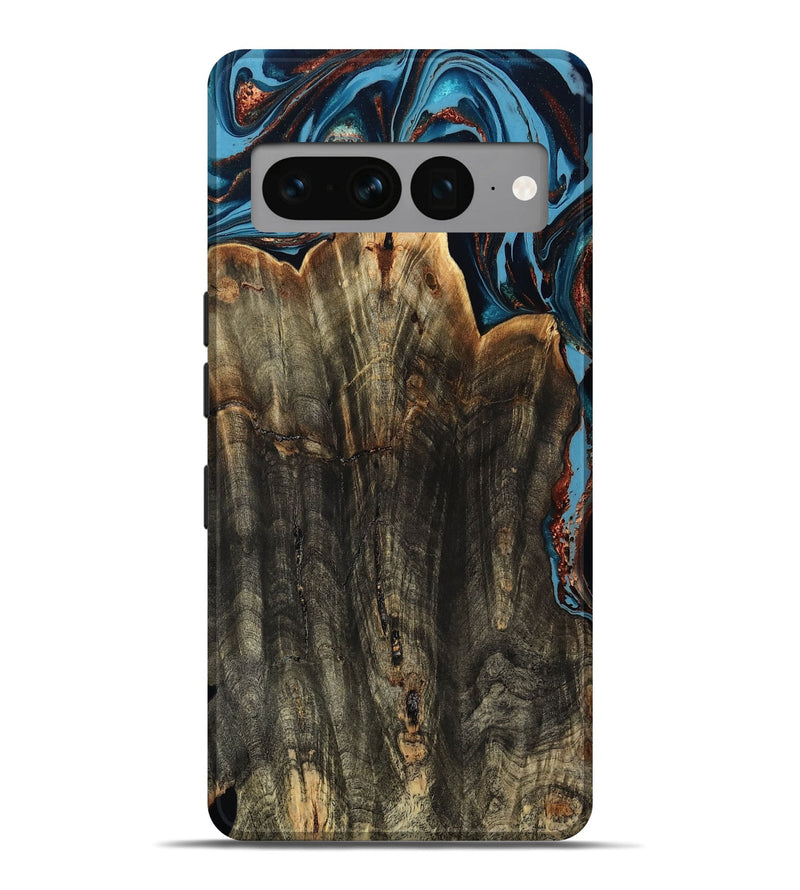 Pixel 7 Pro Wood Live Edge Phone Case - Jasmin (Teal & Gold, 799710)
