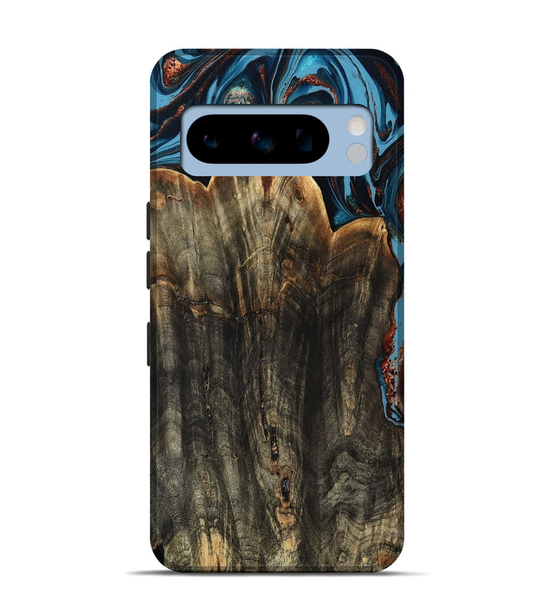 Pixel 8 Pro Wood Live Edge Phone Case - Jasmin (Teal & Gold, 799710)