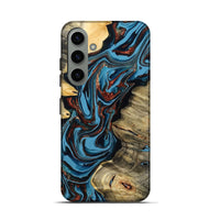 Galaxy S24 Wood Live Edge Phone Case - Renee (Teal & Gold, 799713)