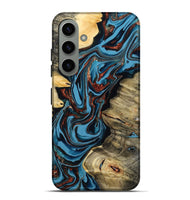 Galaxy S24 Plus Wood Live Edge Phone Case - Renee (Teal & Gold, 799713)