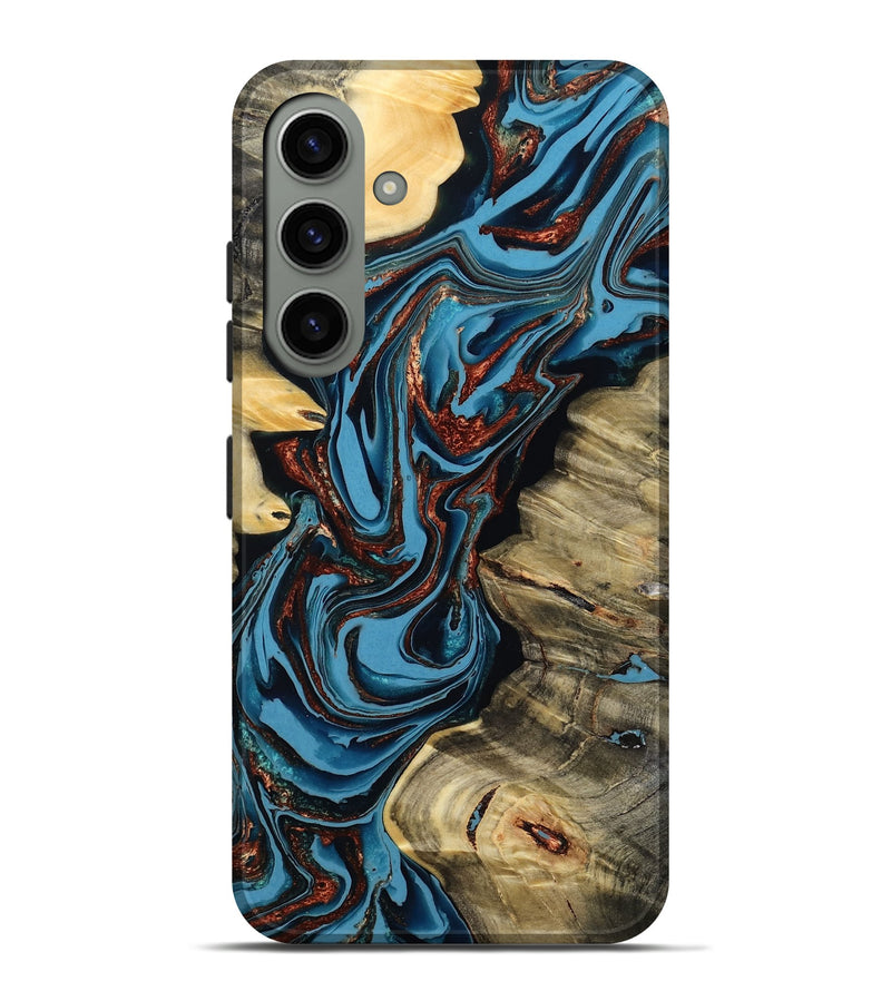 Galaxy S24 Plus Wood Live Edge Phone Case - Renee (Teal & Gold, 799713)