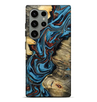 Galaxy S24 Ultra Wood Live Edge Phone Case - Renee (Teal & Gold, 799713)