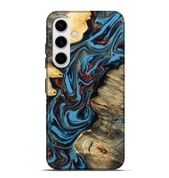 Galaxy S25 Plus Wood Live Edge Phone Case - Renee (Teal & Gold, 799713)