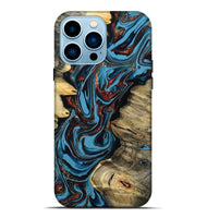 iPhone 14 Pro Max Wood Live Edge Phone Case - Renee (Teal & Gold, 799713)