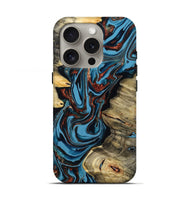 iPhone 16 Pro Wood Live Edge Phone Case - Renee (Teal & Gold, 799713)