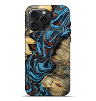iPhone 16 Pro Max Wood Live Edge Phone Case - Renee (Teal & Gold, 799713)