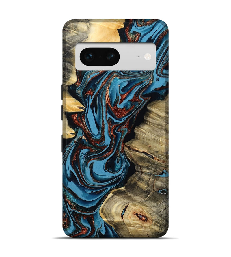Pixel 7 Wood Live Edge Phone Case - Renee (Teal & Gold, 799713)