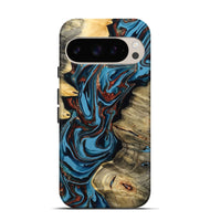 Pixel 9 Pro Wood Live Edge Phone Case - Renee (Teal & Gold, 799713)