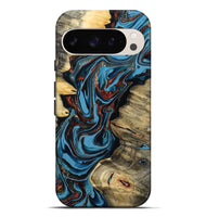 Pixel 9 Pro XL Wood Live Edge Phone Case - Renee (Teal & Gold, 799713)