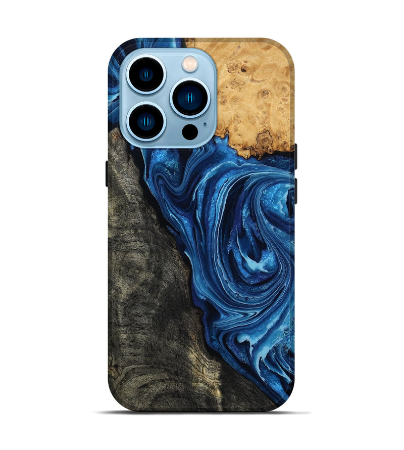 iPhone 14 Pro Wood Live Edge Phone Case - Flynn (Blue, 799714)