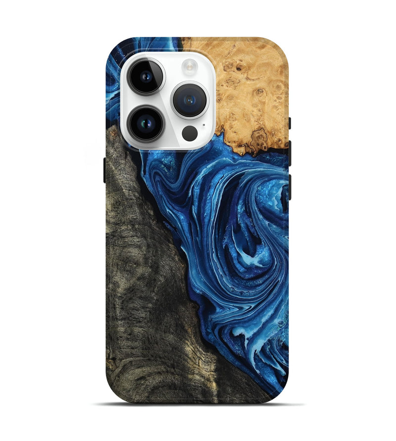 iPhone 15 Pro Wood Live Edge Phone Case - Flynn (Blue, 799714)