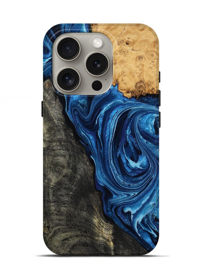 iPhone 16 Pro Wood Live Edge Phone Case - Flynn (Blue, 799714)
