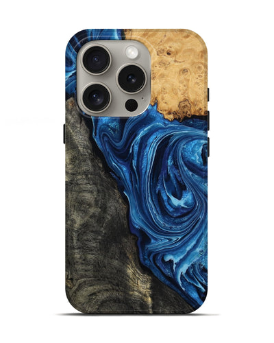 iPhone 16 Pro Wood Live Edge Phone Case - Flynn (Blue, 799714)