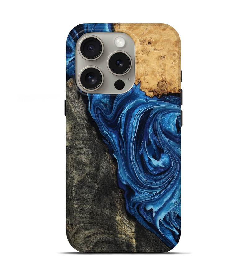 iPhone 16 Pro Wood Live Edge Phone Case - Flynn (Blue, 799714)