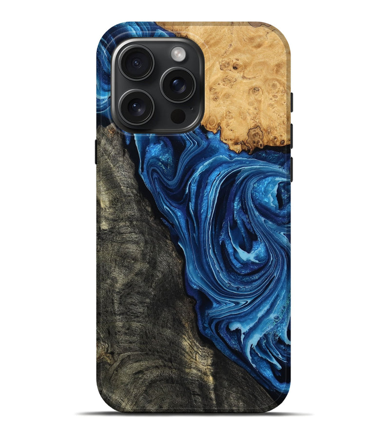 iPhone 16 Pro Max Wood Live Edge Phone Case - Flynn (Blue, 799714)