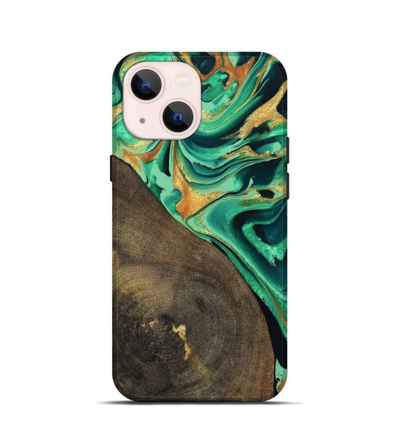 iPhone 13 mini Wood Live Edge Phone Case - Kaila (Green, 799719)