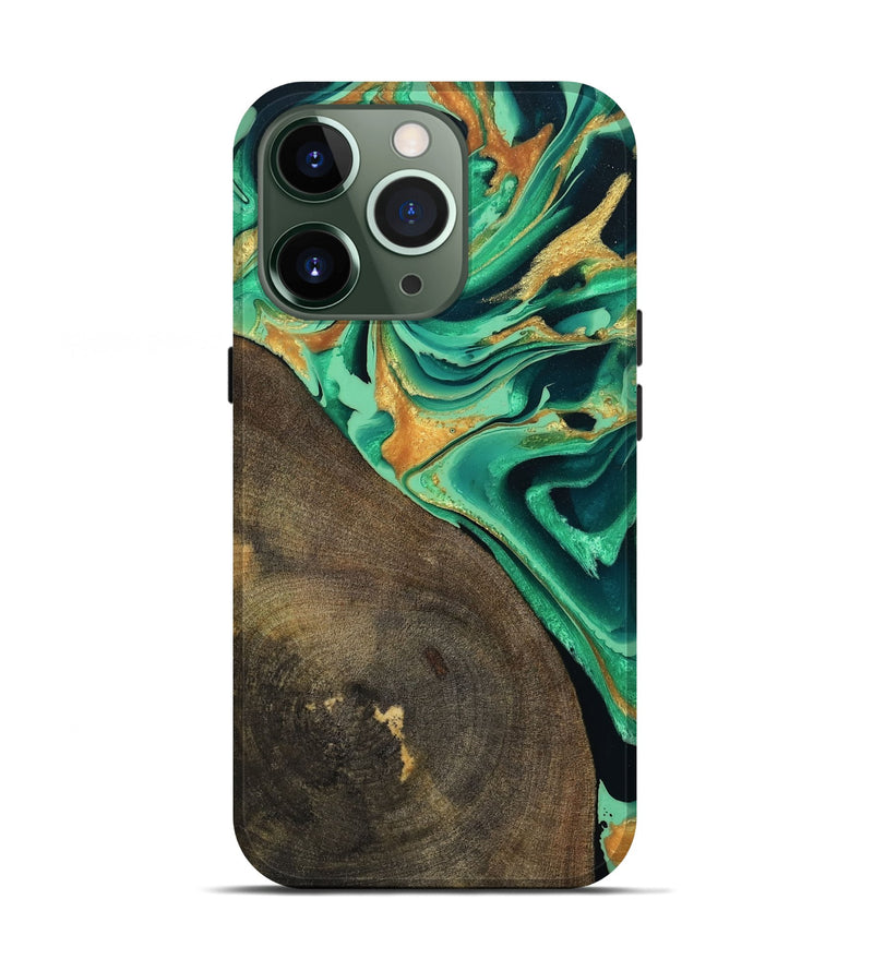 iPhone 13 Pro Wood Live Edge Phone Case - Kaila (Green, 799719)