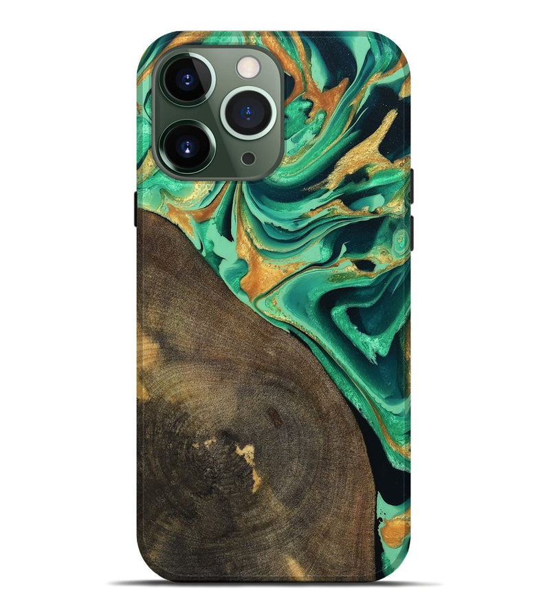 iPhone 13 Pro Max Wood Live Edge Phone Case - Kaila (Green, 799719)