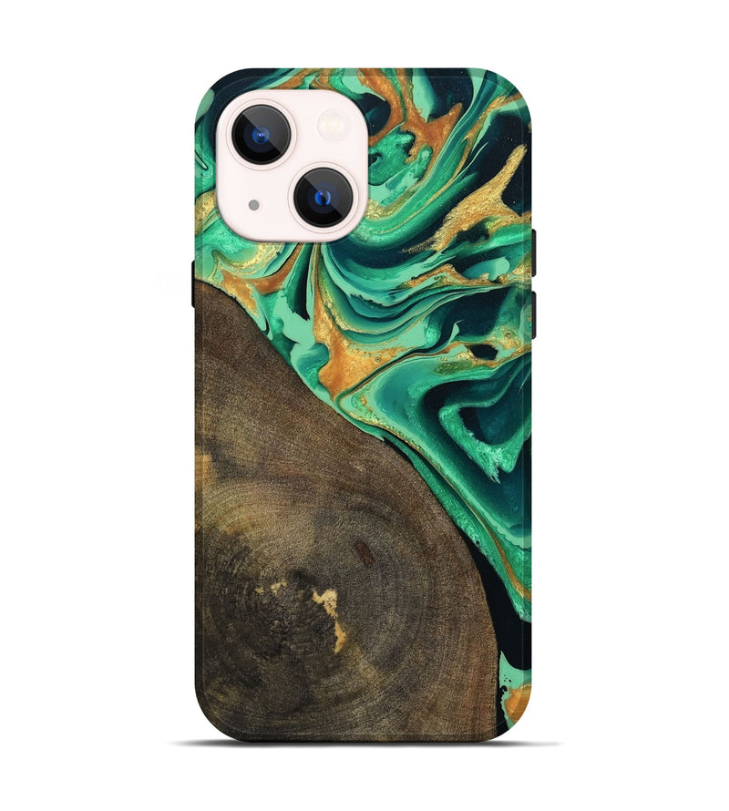 iPhone 14 Wood Live Edge Phone Case - Kaila (Green, 799719)