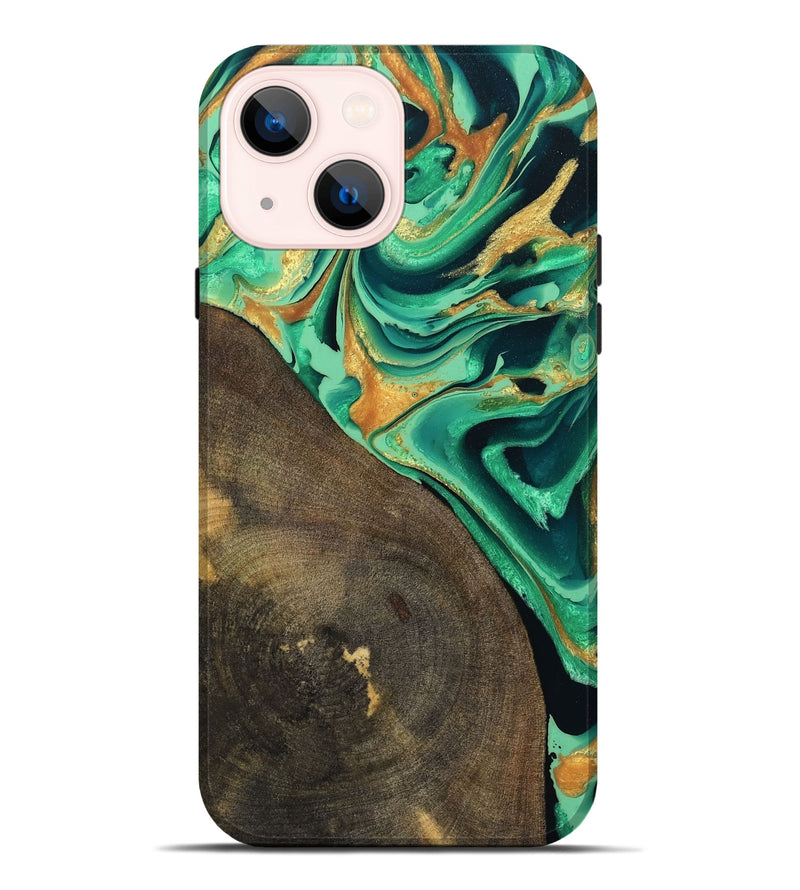 iPhone 14 Plus Wood Live Edge Phone Case - Kaila (Green, 799719)