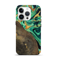 iPhone 15 Pro Wood Live Edge Phone Case - Kaila (Green, 799719)