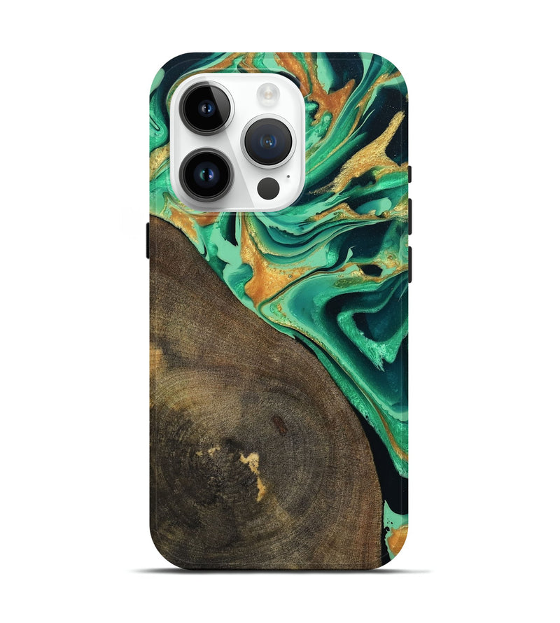 iPhone 15 Pro Wood Live Edge Phone Case - Kaila (Green, 799719)