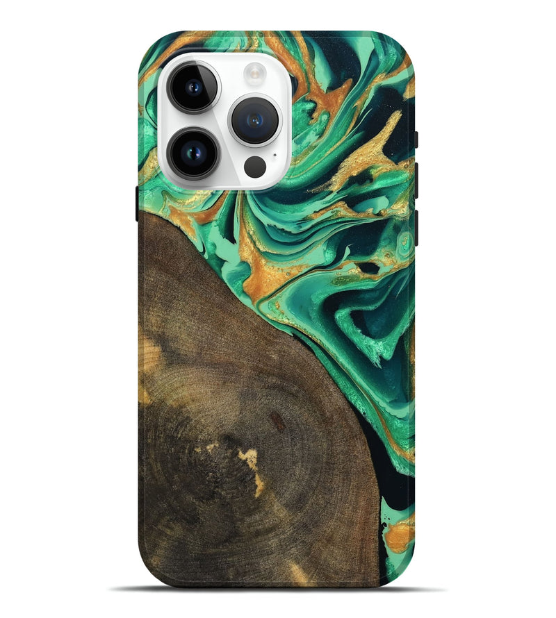 iPhone 15 Pro Max Wood Live Edge Phone Case - Kaila (Green, 799719)