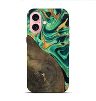 iPhone 16 Wood Live Edge Phone Case - Kaila (Green, 799719)
