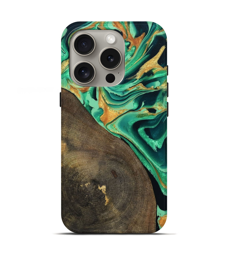 iPhone 16 Pro Wood Live Edge Phone Case - Kaila (Green, 799719)