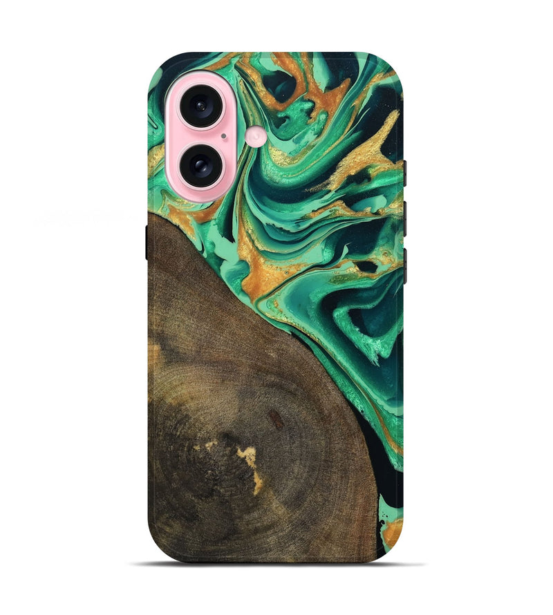 iPhone 17 Wood Live Edge Phone Case - Kaila (Green, 799719)