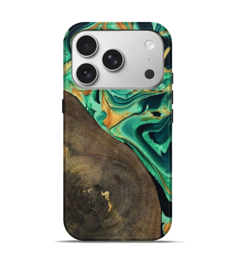 iPhone 17 Pro Wood Live Edge Phone Case - Kaila (Green, 799719)