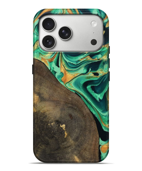 iPhone 17 Pro Max Wood Live Edge Phone Case - Kaila (Green, 799719)