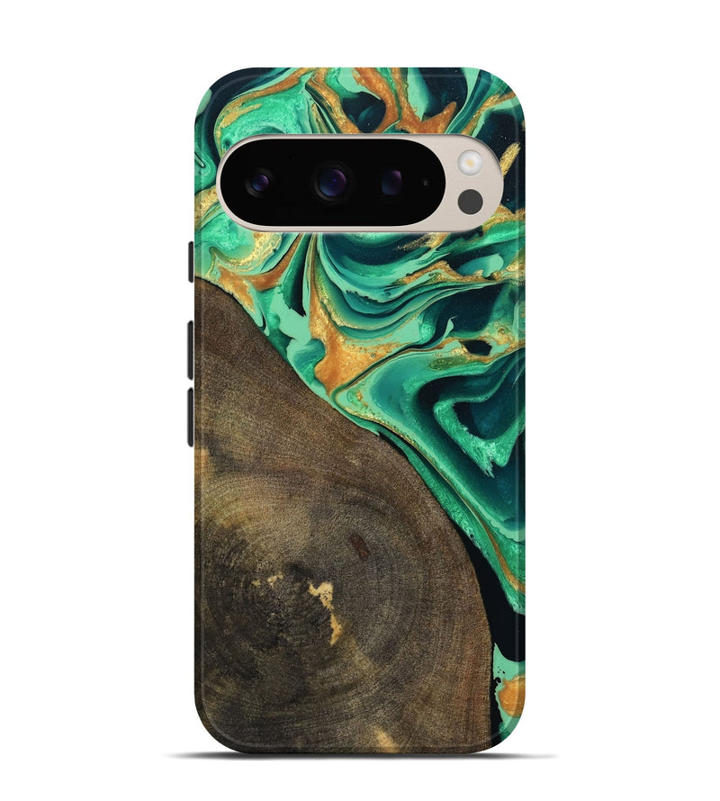 Pixel 9 Pro Wood Live Edge Phone Case - Kaila (Green, 799719)